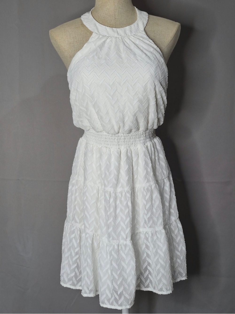 Emerald Sundae White Halter Mini Dress